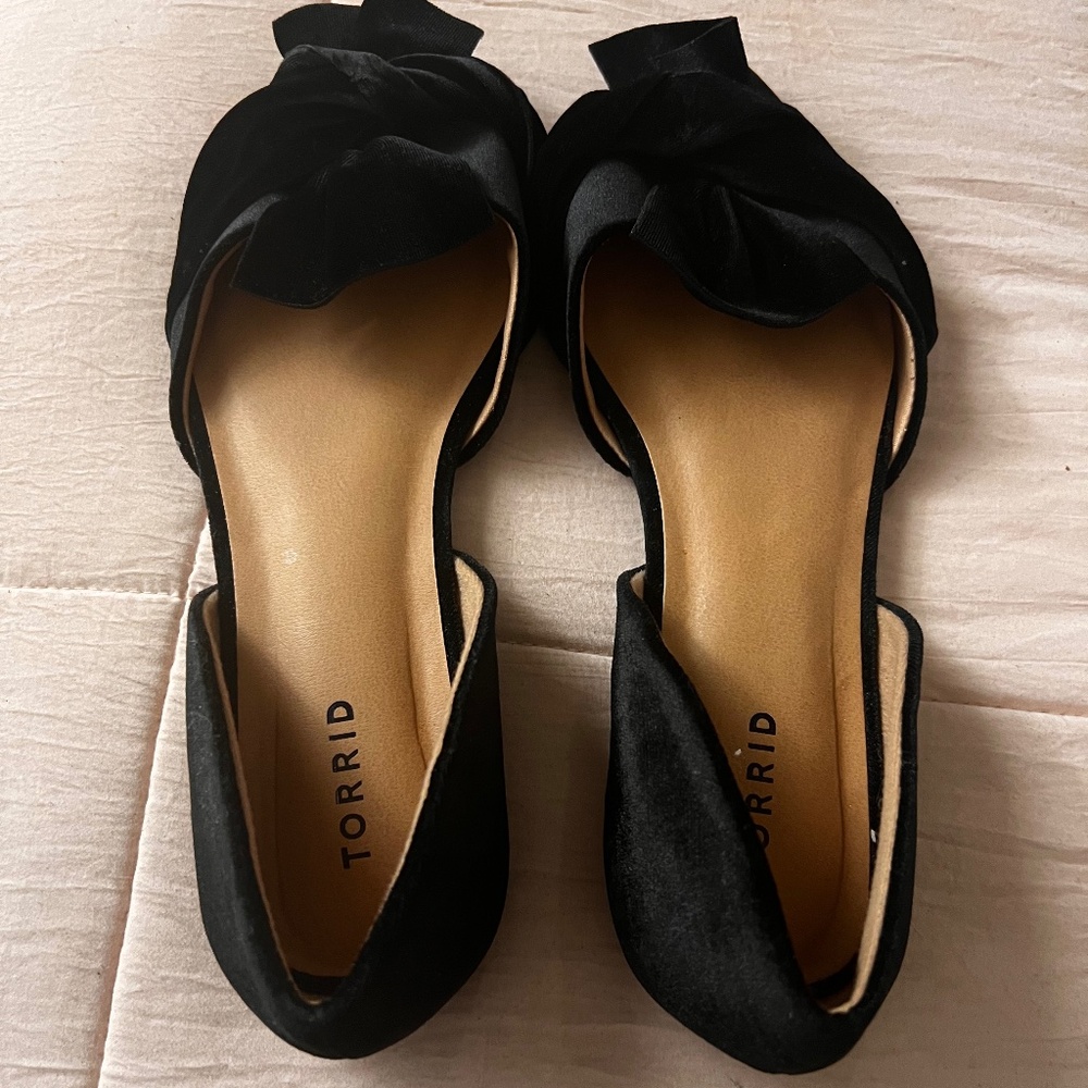 Black Suede Bow Flat